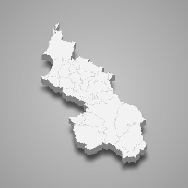 Mapa 3D de la ilustración del departamento de Sucre de Colombia