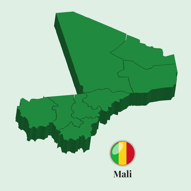 Mapa 3D de Malí Ilustración vectorial Fotos de archivo Diseños