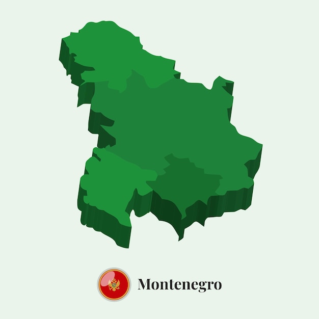 Mapa 3D de Montenegro Ilustración vectorial Stock Fotos Diseños