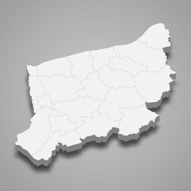 Mapa 3D de la provincia de Polonia, voivodato de Pomerania Occidental, ilustración