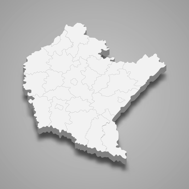 Mapa 3D de la provincia de Polonia, voivodato de Subcarpacia, ilustración