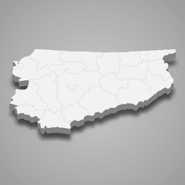 Mapa 3D de la provincia de Polonia, voivodato de Warmia-Masuria, ilustración