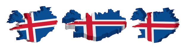 Mapa 3D realista de plantilla de diseño de vectores de Islandia