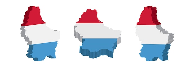 Mapa 3D realista de plantilla de diseño de vectores de Luxemburgo