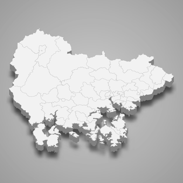 Vector mapa 3d región de corea del sur