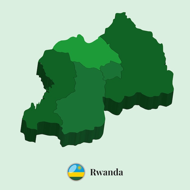 Mapa 3D de Ruanda Vector Stock Fotos Diseños