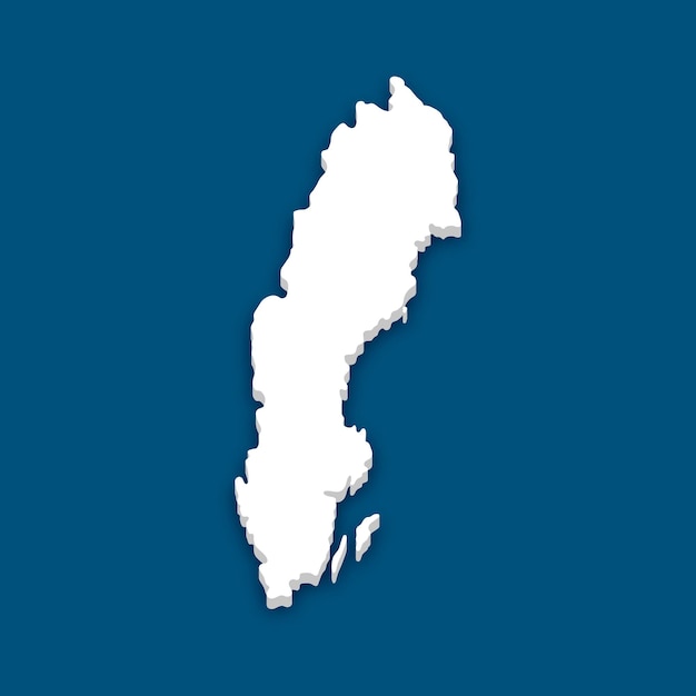 Mapa 3D de Suecia para diseño aislado
