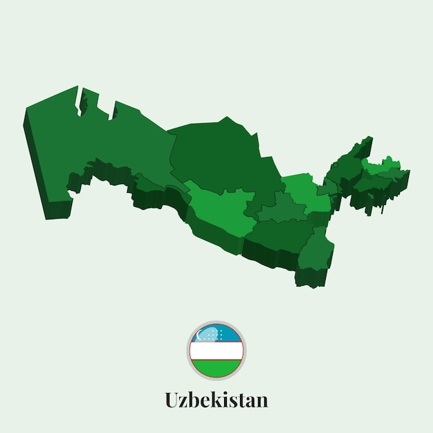 Mapa 3D de Uzbekistán Vector Stock Fotos Diseños