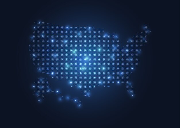 Mapa abstracto de los Estados Unidos creado a partir de puntos