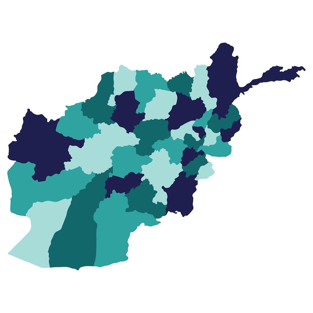 Vector mapa de afganistán en provincias administrativas en multicolor