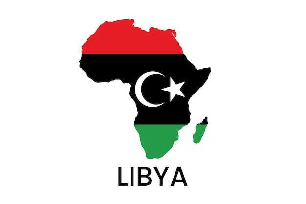 Un mapa de áfrica con la bandera de libia y la palabra libia.