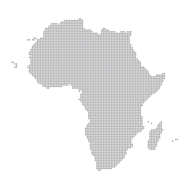 Mapa de áfrica hecho a partir de un patrón de puntos de semitono