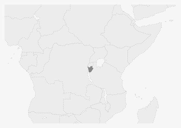 Mapa de áfrica con el mapa de burundi resaltado