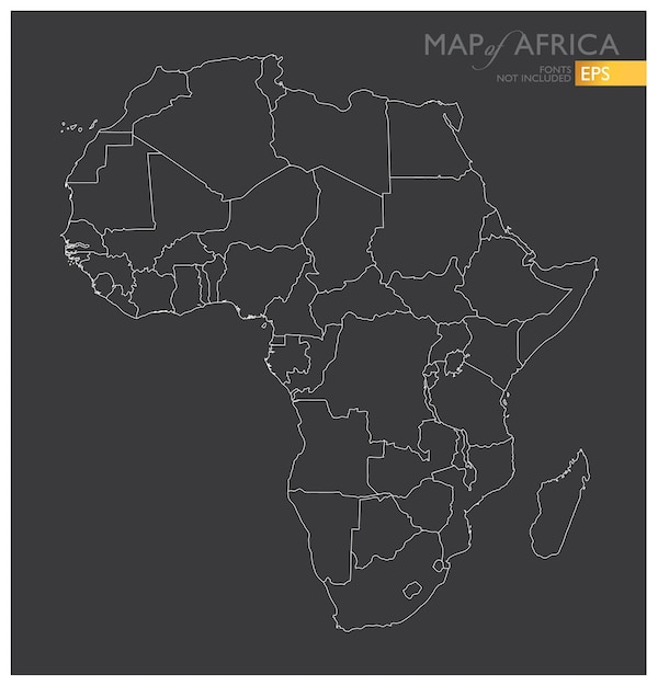 Vector un mapa de áfrica sobre un fondo negro