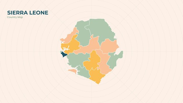 Mapa del aislado estado moderno de color de Sierra Leona