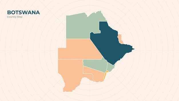 Mapa del aislado estado moderno de colores de Botsuana