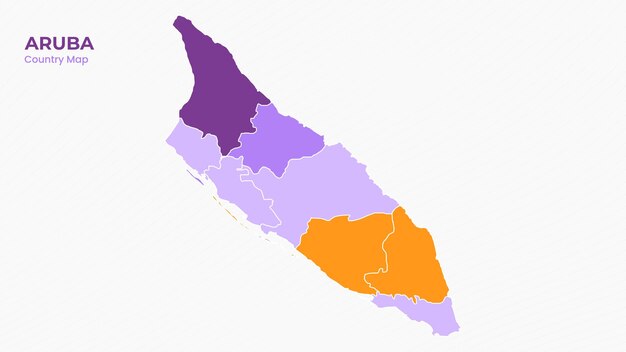 Mapa del aislado estado moderno y colorido de Aruba