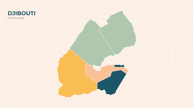 Mapa del aislado estado moderno y colorido de Djibouti