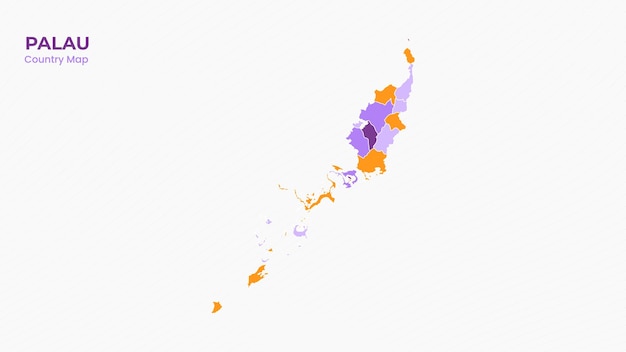 Mapa del aislado estado moderno colorido de Palau
