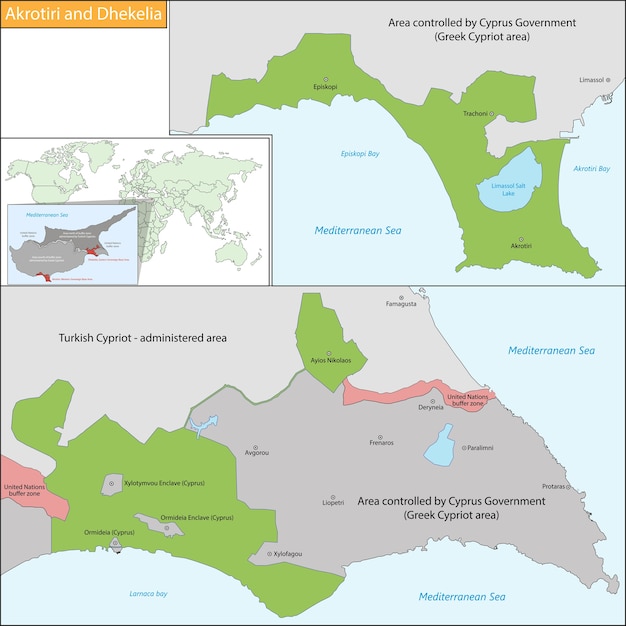 Vector mapa de akrotiri y dhekelia