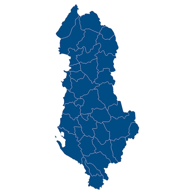 Mapa de Albania Mapa de Albania en provincias administrativas en color azul