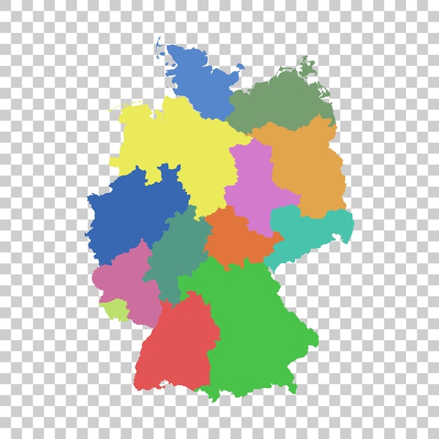 Mapa de alemania con estados federales vector plano