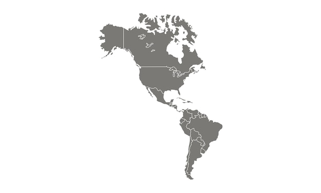 Mapa de América gris