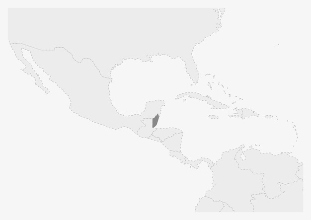 Mapa de américa con el mapa de belice resaltado