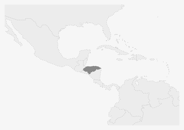 Vector mapa de américa con el mapa de honduras resaltado