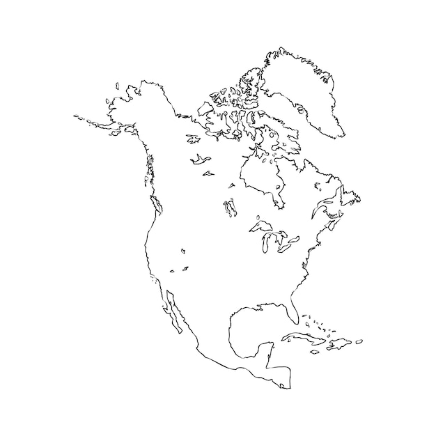 Mapa de américa del norte mapa concepto américa del norte dibujo vectorial