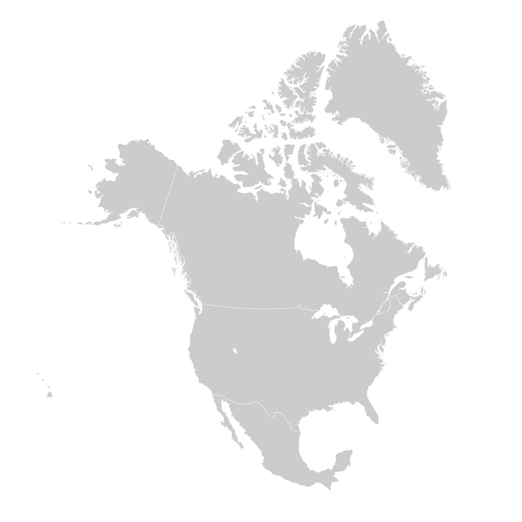 Vector mapa de américa del norte con países y fronteras