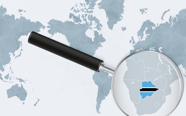 Mapa ampliado de Botswana en América centrado Mapa del mundo Mapa ampliado y bandera de Botswana