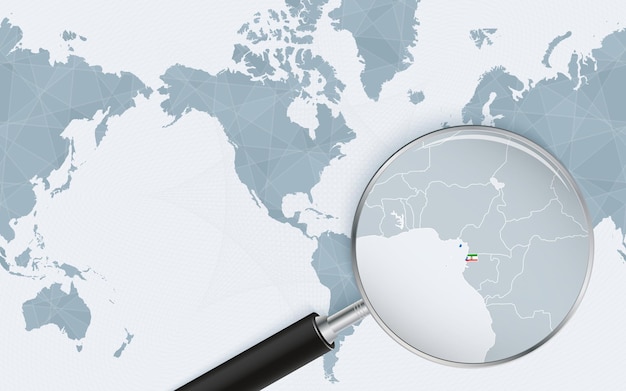 Mapa ampliado de Guinea Ecuatorial en el mapa mundial centrado en América