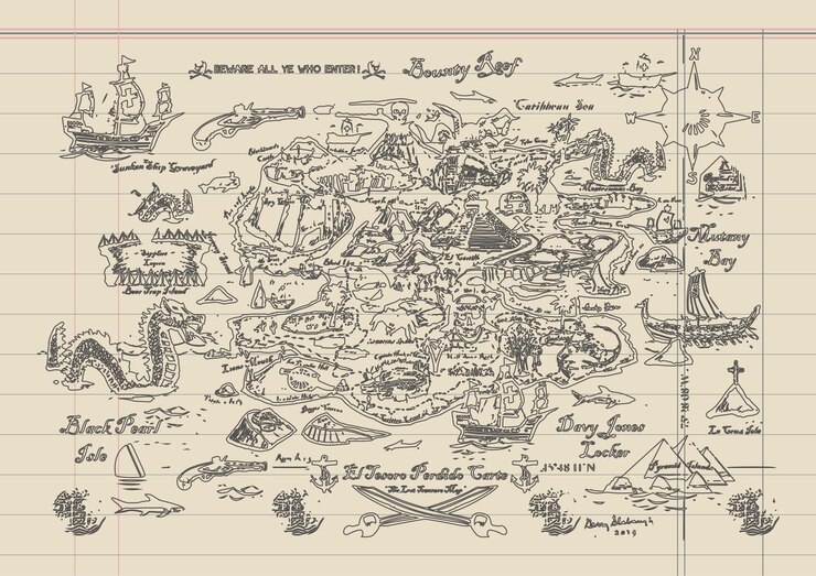 El mapa antiguo Ilustración artística