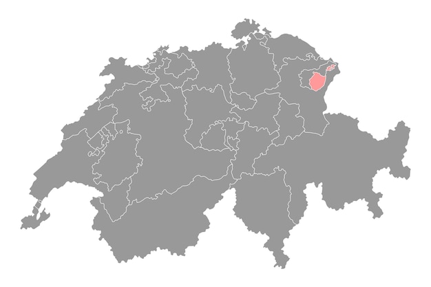 Mapa de Appenzell Innerrhoden Cantones de Suiza Ilustración vectorial