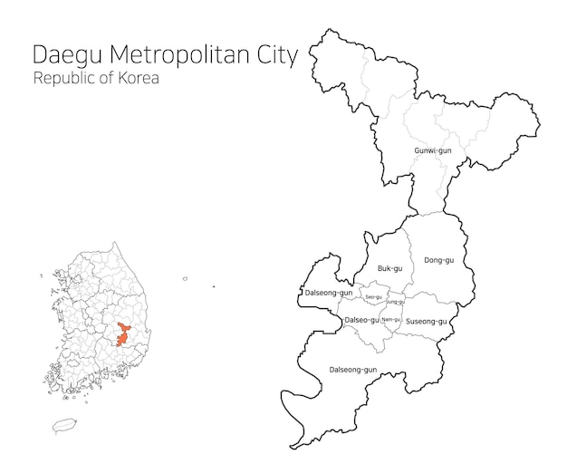 Mapa del área local de Corea del Sur daegu