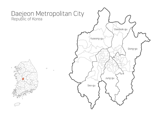 Mapa del área local de Corea del Sur daejeon