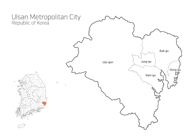 Vector mapa del área local de corea del sur