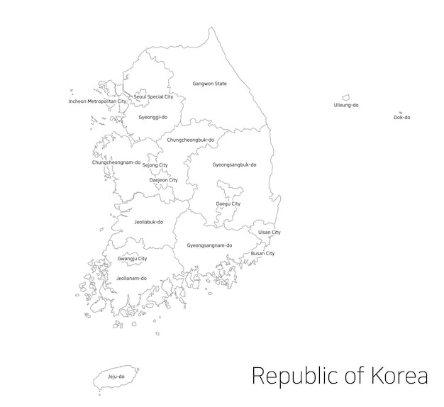 Vector mapa del área local de corea del sur