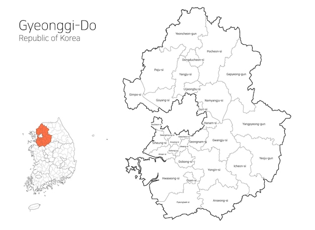 Vector mapa del área local de corea del sur