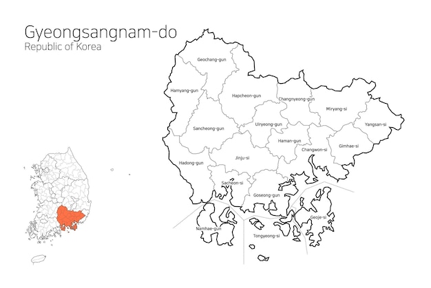 Vector mapa del área local de corea del sur