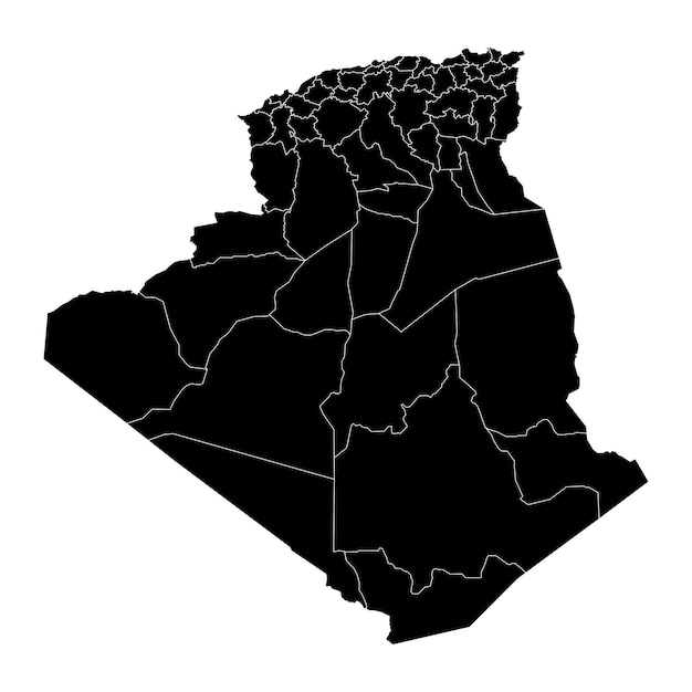 Vector mapa de argelia con divisiones administrativas.