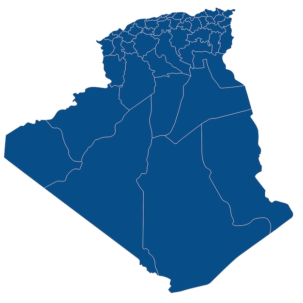 Mapa de Argelia Mapa de Argelia en provincias administrativas en color azul