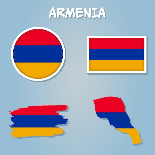 Mapa de Armenia forma de diseño vectorial del mapa de Armenia lleno de colores de la bandera armenia