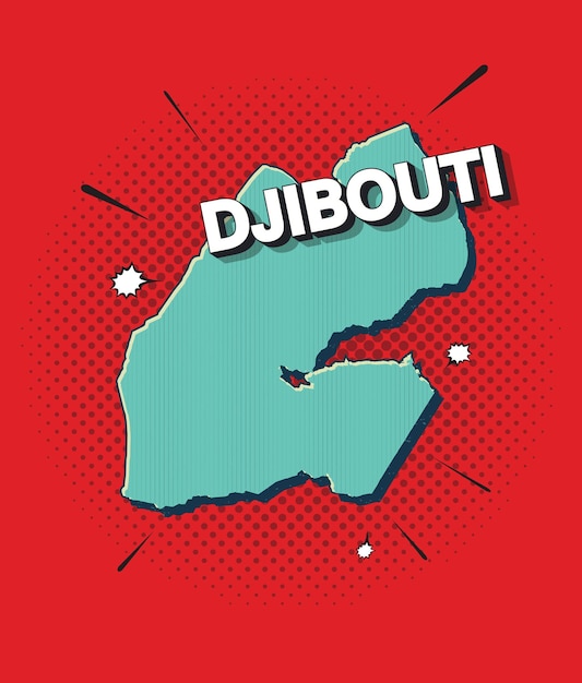 Mapa de arte pop de djibouti