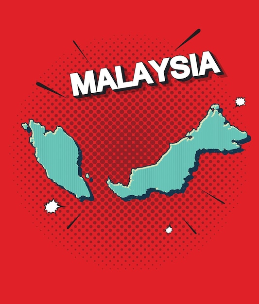 Vector mapa de arte pop de malasia
