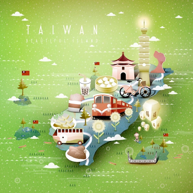 Mapa de las atracciones de Taiwán