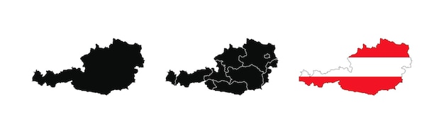 Mapa de Austria con bandera nacional