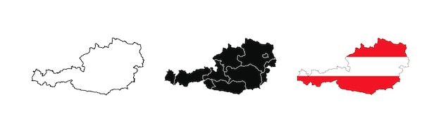 Mapa de Austria con bandera nacional