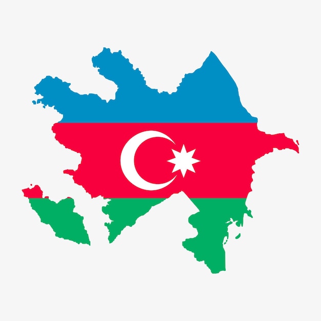 Mapa de Azerbaiyán con bandera